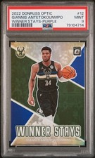 2022 PANINI DONRUSS OPTIC WINNER STAYS PURPLE #12 GIANNIS ANTETOKOUNMPO PSA 9