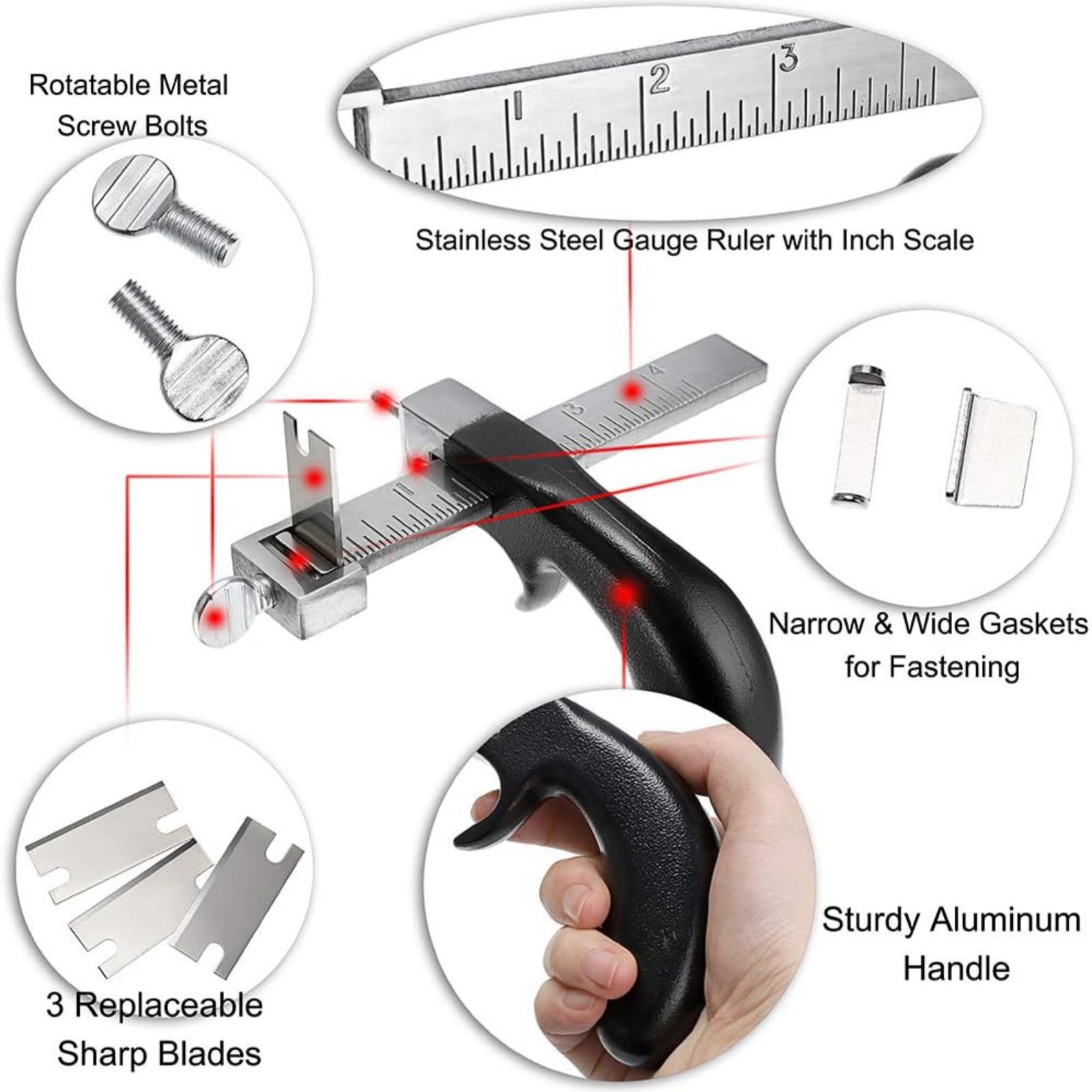 Professional Leather Strap Cutter Hand Craft Belt Cutting Tool w/ Gauge Ruler