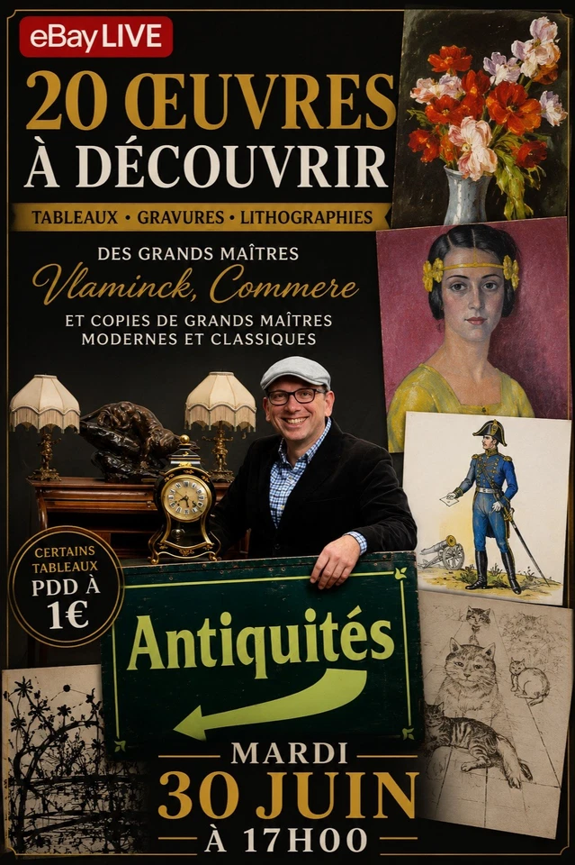 20 Tableaux Gravures Lithographies – Certains Lots à 1€ Grands maitres