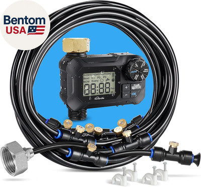 Automatic Misting Cooling System with Timer, 46FT Misting Line, 10 Brass Nozzles