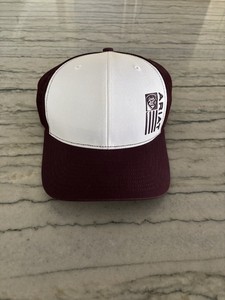 Ariat Western Men's Cap Baseball Hat Logo Rubber Flag White Burgundy A300082372