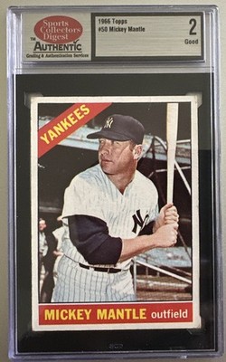1966 TOPPS #50 MICKEY MANTLE VINTAGE HALL OF FAME NY YANKEES SPORTS DIGEST 2
