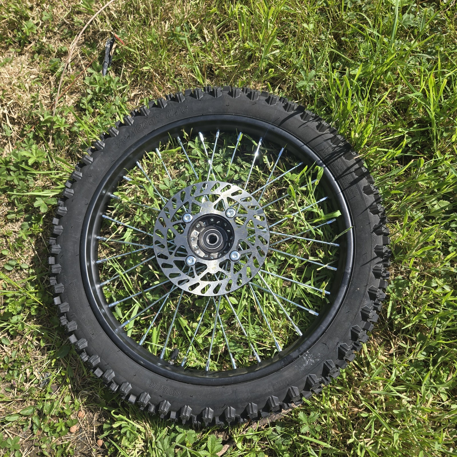 Roue avant 17 pouces complète pour pit bike avec jante renforcée et disque acier