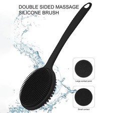 Long Handle Silicone Back Scrubber, Double Sided Bath Body Brush for Shower Men
