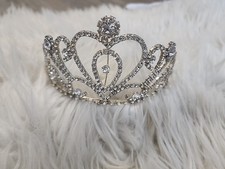 HEARTS CLEAR CRYSTAL HAIR TIARA CROWN BRIDAL PARTY PROM -