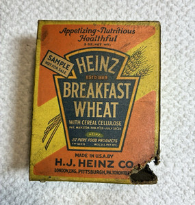 Heinz Breakfast Wheat Cereal Sample Box Package, Original Yellow Orange Blue