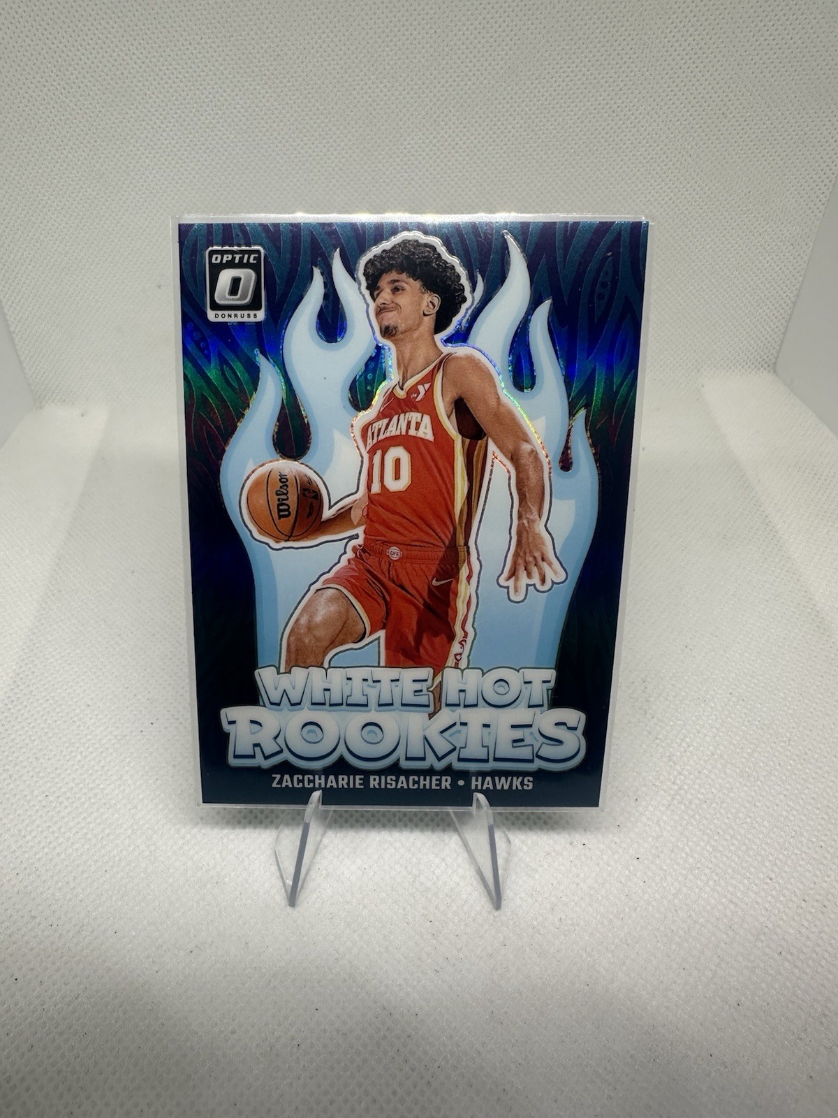 2024-25 Donruss Optic- White Hot Rookies #4 Zaccharie Risacher (RC) Purple Prizm