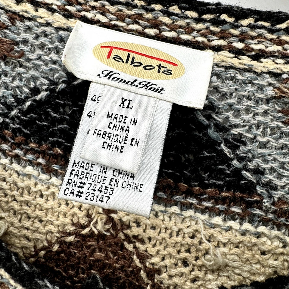 Cárdigan suéter Talbots para mujer XL tejido a mano abotonado vintage Grandpacore marrón Foto 2 de 4