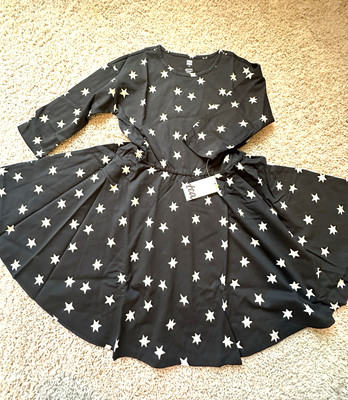 !NWT! Tea Collection Girl s Black Star Flowy Long Sleeve Twirl Dress Size 10