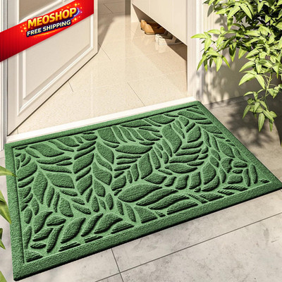 Bulijojo Front Door Mat 1'5'' x 2'6'' (Rectangular), Green Leaves 