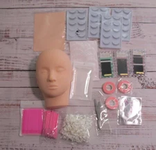 New Mixed Lot Eyelash Extension Practice Training Supplies Mannequin Head