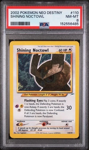 2002 POKEMON NEO DESTINY #110 SHINING NOCTOWL PSA 8