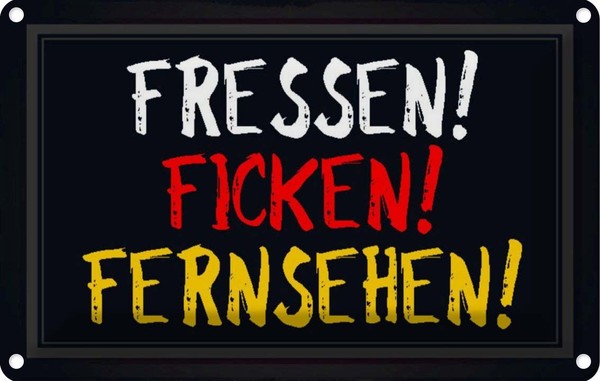 Blechschild 12X18 Cm Fressen Ficken Fernsehen Dekoration Spruch Zitat Deko Gesch-image