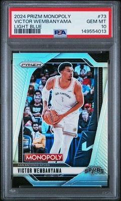 PSA 10 2024 PANINI PRIZM MONOPOLY 73 VICTOR WEMBANYAMA LIGHT BLUE