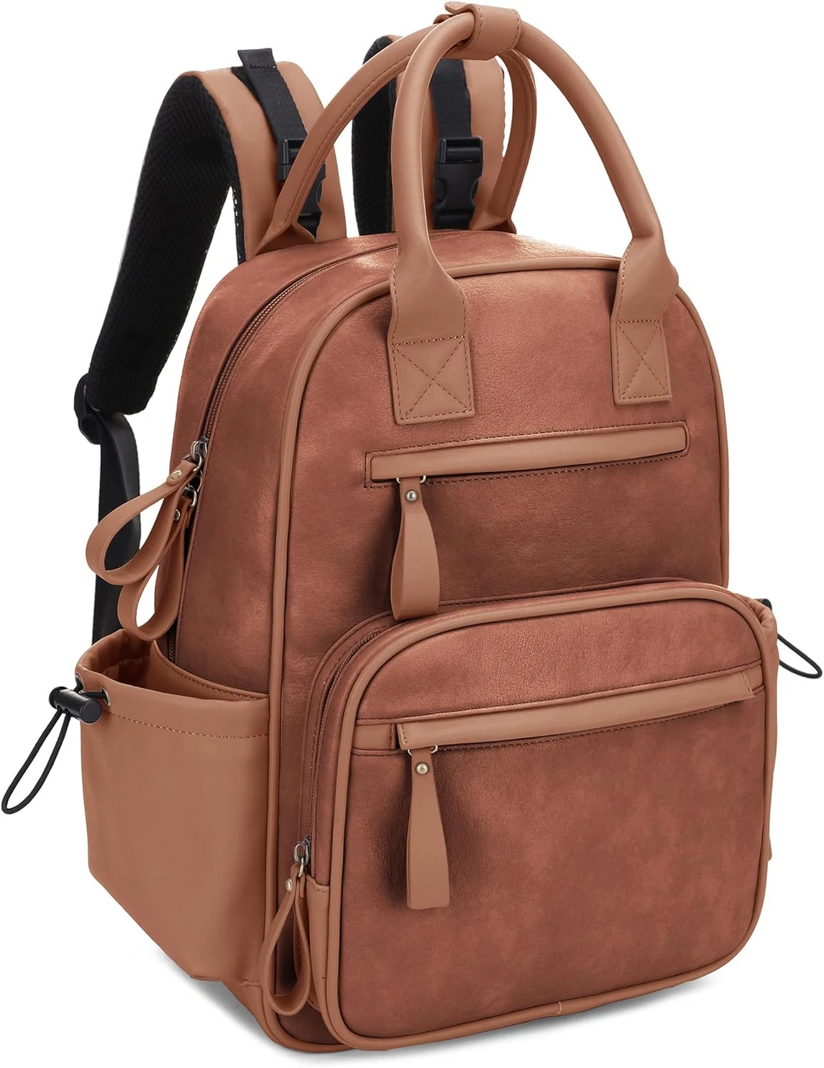Stylish Brown EDC Diaper Bag Backpack with Changing Pad & Stroller Straps