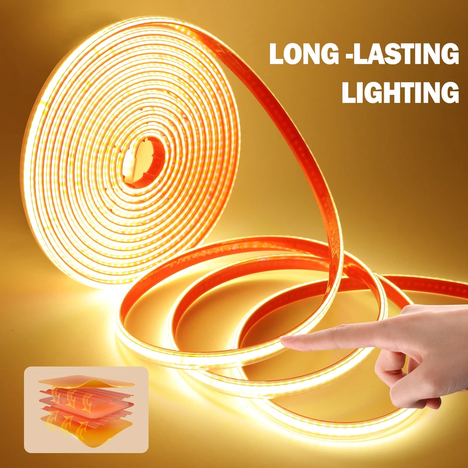 230V COB LED Streifen 288LEDs/M Selbstklebend Lichtband Lichterkette Wasserdicht - Bild 3 von 4