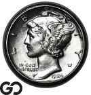 1924-S Mercury Dime, Scarce This Nice, Choice BU++ Key Date San Francisco Issue