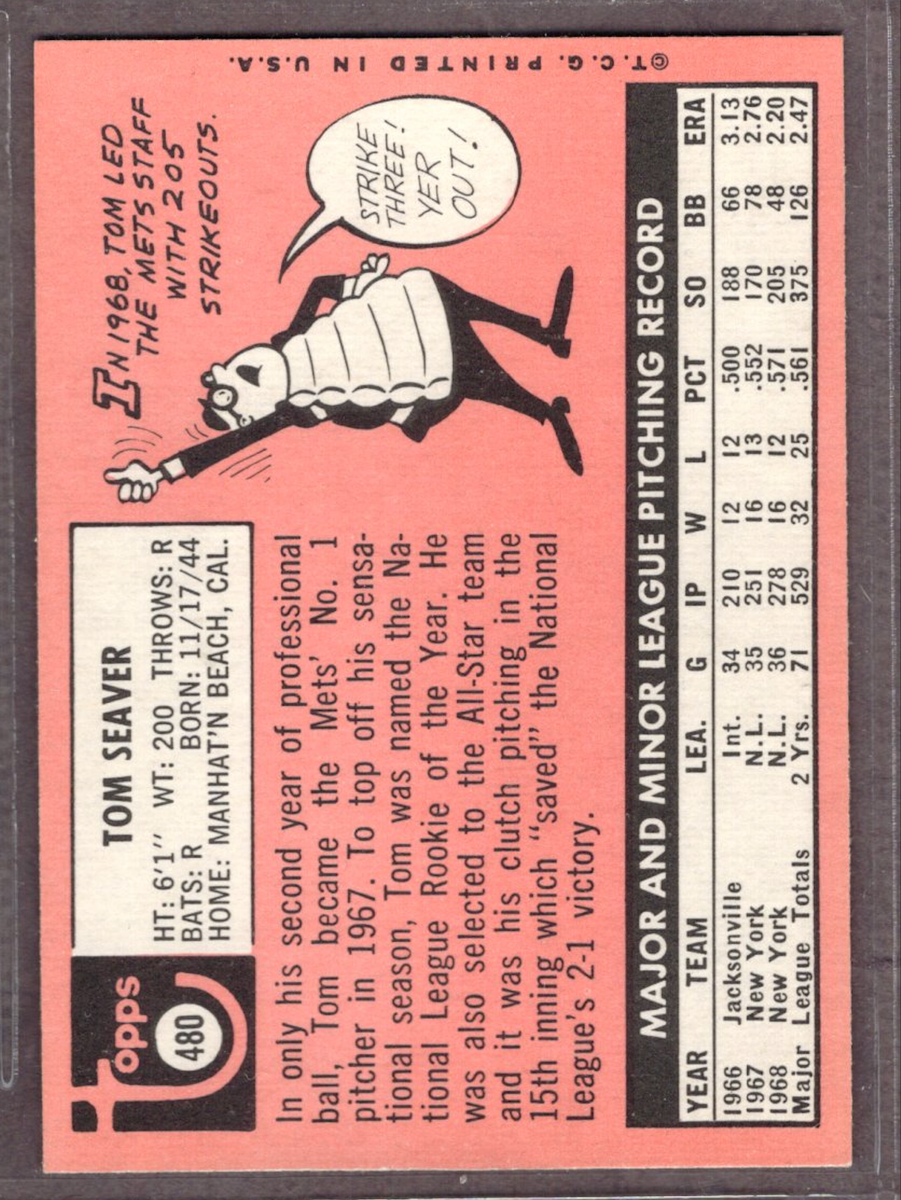 1969 Topps Set-Break #480 Tom Seaver EX-EXMINT *JAYSACE* | eBay