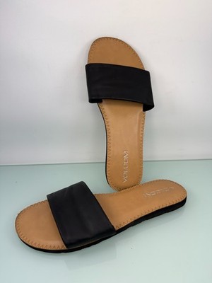 Volcom Simple Slides Black Women Size 8.5 Single Strap Minimalist Casual Sandals