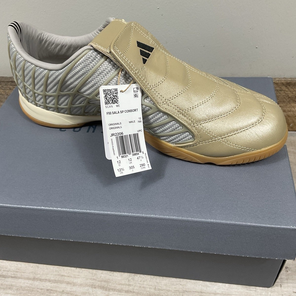 Size 12 - Slam Jam x adidas F50 Sala SP Silver Granite Cream White