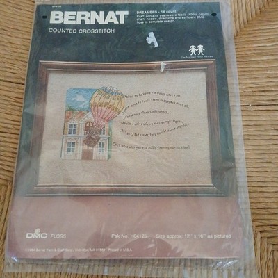 Bernat Counted Cross Stitch Dreamers #H04125 Sealed Pkg DMC Floss 12x16