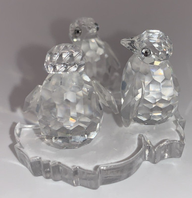 Swarovski Silver Crystal Figurines Baby Penguins Set 7661 Made in Austria W/Box
