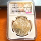 1890 Morgan Silver Dollar $1 0.9 Fine Philadelphia Business Strike NGC BU