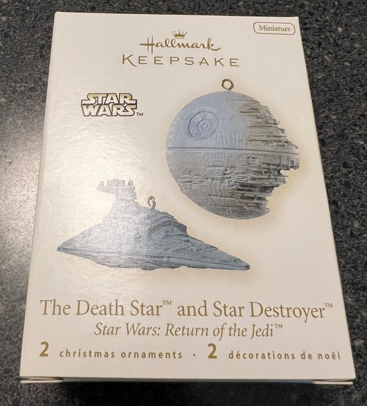 Death Star and Star Destroyer Dated 2008 Hallmark Ornaments Brand New in Box