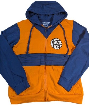 Dragon Ball Z Goku Full Zip Hoodie Orange And Blue Ripple Junction Men's Sz Lg 