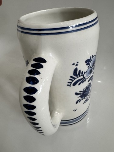 Delft Tankard Holland Blue White Design Pottery Hand Painted - Picture 8 of 17
