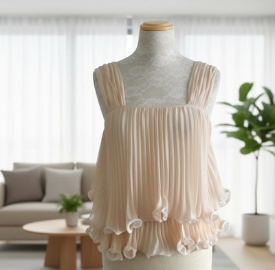 Asos, Damen pfirsichfarbenes Plissee Top, Gr. 8, Neu mit Etikett