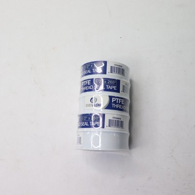 (5-Pk) Supply Giant PTFE Thread Seal Tape for Plumbers White 1/2'' x 260'' I32
