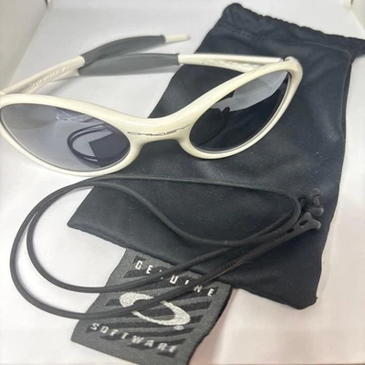 Oakley Eye Jacket Sunglasse White 90s Vintage Excellent with Bag USED from Japan - Photo 1/4