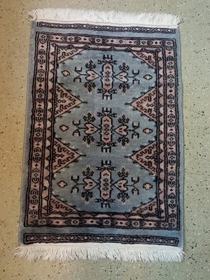 Kleiner Perser Teppich  74x46 Handgeknüpft Orient Rug Carpet Persian Blau Grau 
