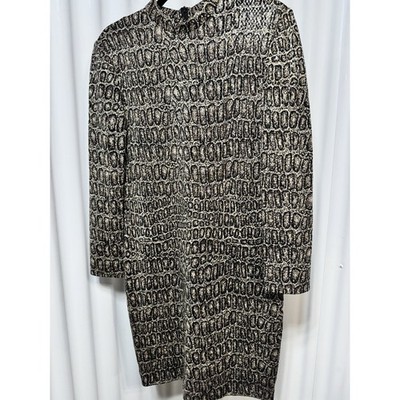 Saint John Mahogany Brown Reptile Ombre Jacquard Knit Wool Blend Dress 6