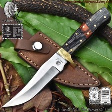 Ashen Edge Hand Forged Bowie Knife ATS-34 Steel Hard Wood Brass Guard Hunter