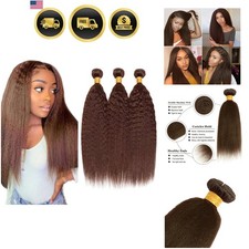 Brown Bundles Human Hair Yaki Straight Bundles 30 32 34 Inch Unprocessed Braz...