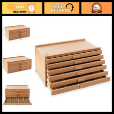 6 Drawer Wooden Art Supply Storage Box for Pastels, Pencils, Markers Brushes