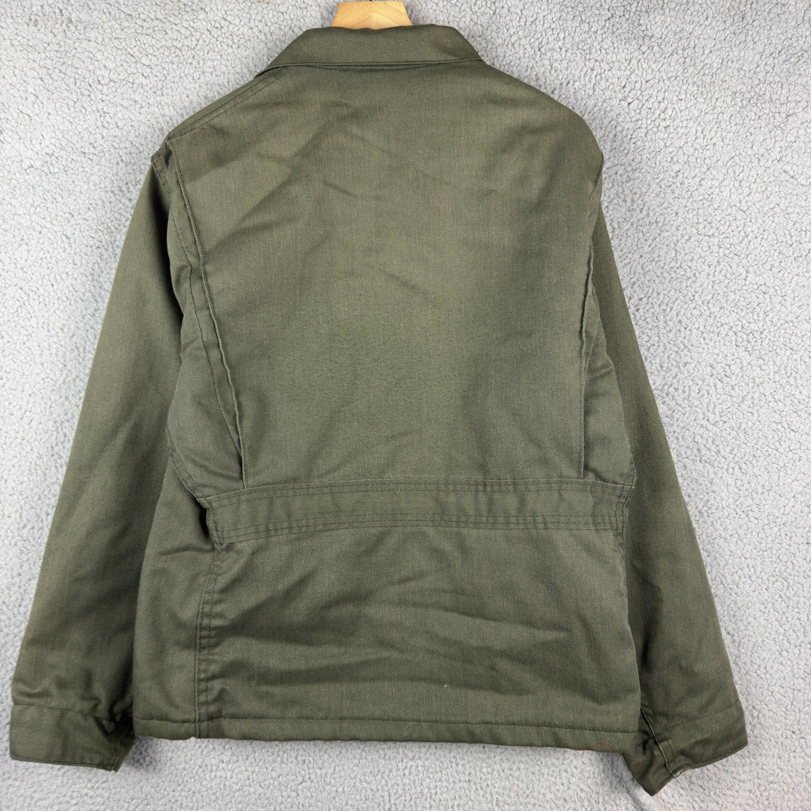 Vintage Workwear Jacket Mens 42 Green Talon Zip Quilted Lined Canvas Bomber thumbnail 7