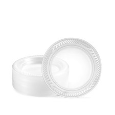 PLASTICPRO 40 Pack Clear Plastic Plates 6 Inch Durable Disposable Plastic Din...
