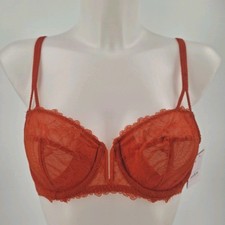 Auden Orange Unlined Lace Balconette Coverage Underwire Bra Women's Size 34A
