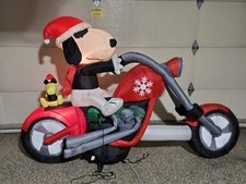 Peanuts Snoopy Motorcycle Chopper 7' Airblown Light-Up Inflatable Woodstock