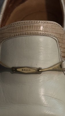Vintage Bally Cream/Beige Lizard Leather Loafers Dress Shoes Size 10 Italy Vintage Bally Cream/Beige Lizard Leather Loafers Dress Shoes  main image 2