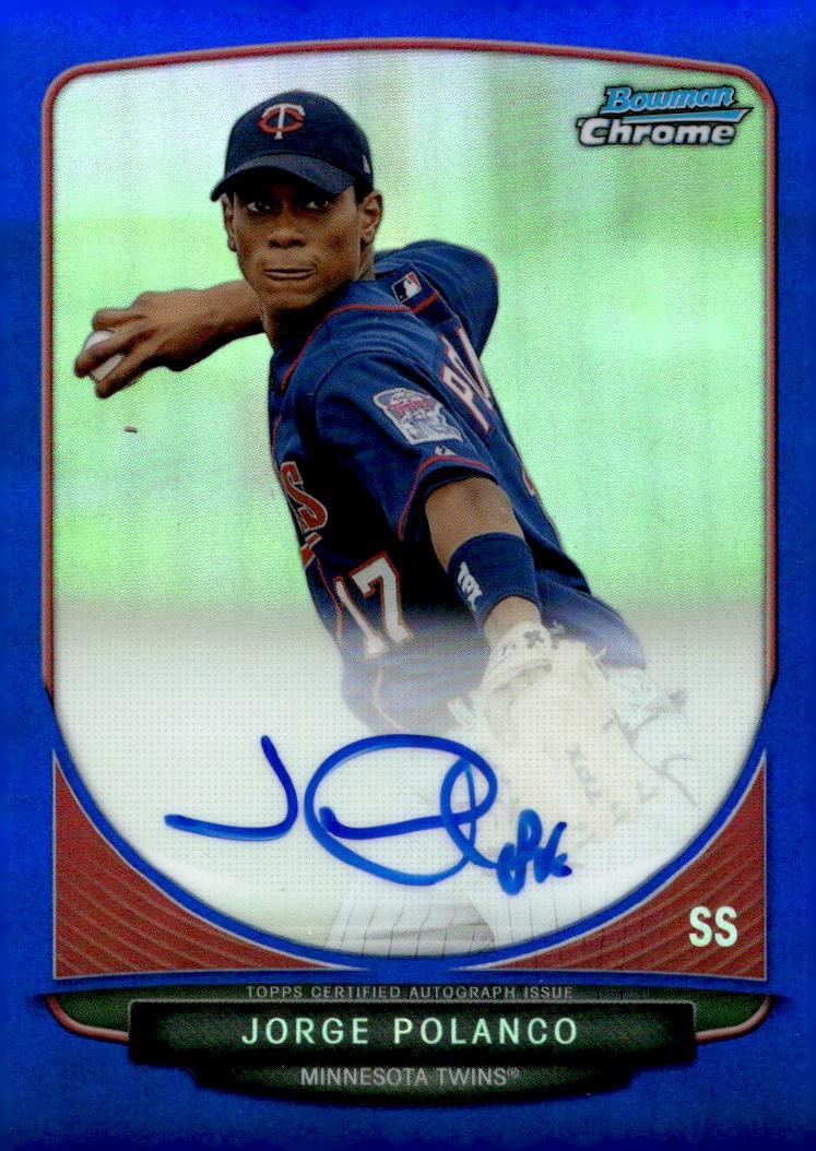 2013 Bowman Chrome Jorge Polanco Prospects Autographs Blue Refractor #/150