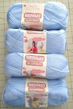Yarn4 Skeins Bernat Softee Baby Yarn Pale Blue 5 oz 395 Yards ea 3 Light
