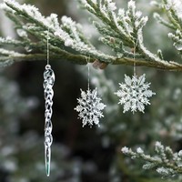 Naler 30-Teilig Schneeflocken Eiszapfen Weihnachtsdeko Christbaumschmuck Aus