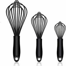 Professional Silicone Whisk Set of 3, Dishwasher Safe, Heat Resistant