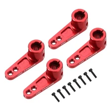 Aluminum Alloy 25T Steering Servo Arm Horn Red for 1/8 1/10 RC Car 4 Pcs