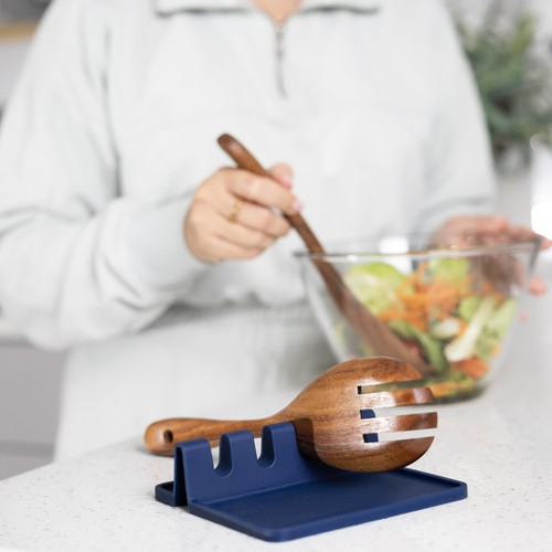 Fox Run Silicone Spoon Rest, Navy Countertop Utensil Holder, 5.5 - Picture 5 of 6