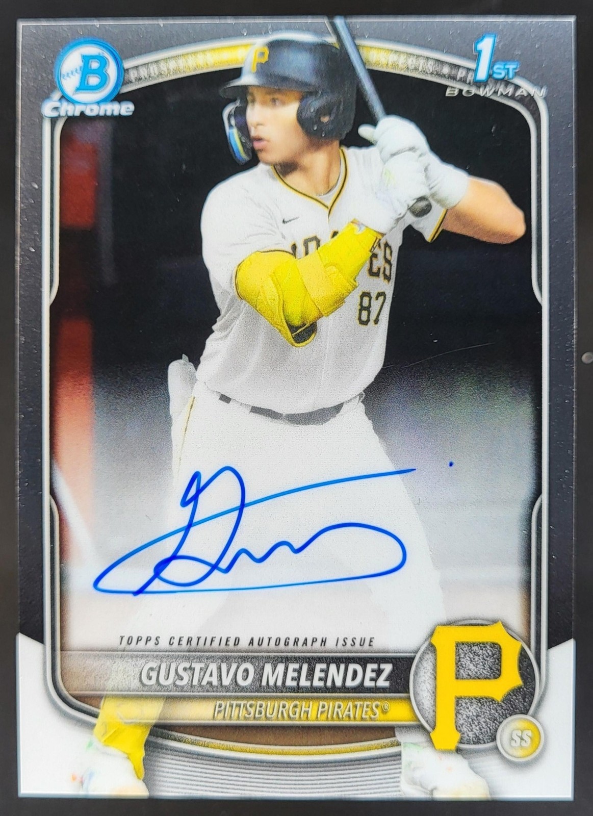 2025 Bowman Draft Gustavo Melendez Chrome Auto 1st Prospect Pirates SO